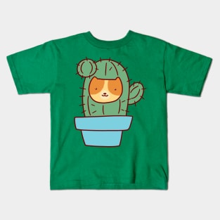 Cat Face Cactus Kids T-Shirt